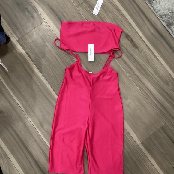 NWT SJL APPAREL pink overall shorts with tube tops - Picture 4 of 12